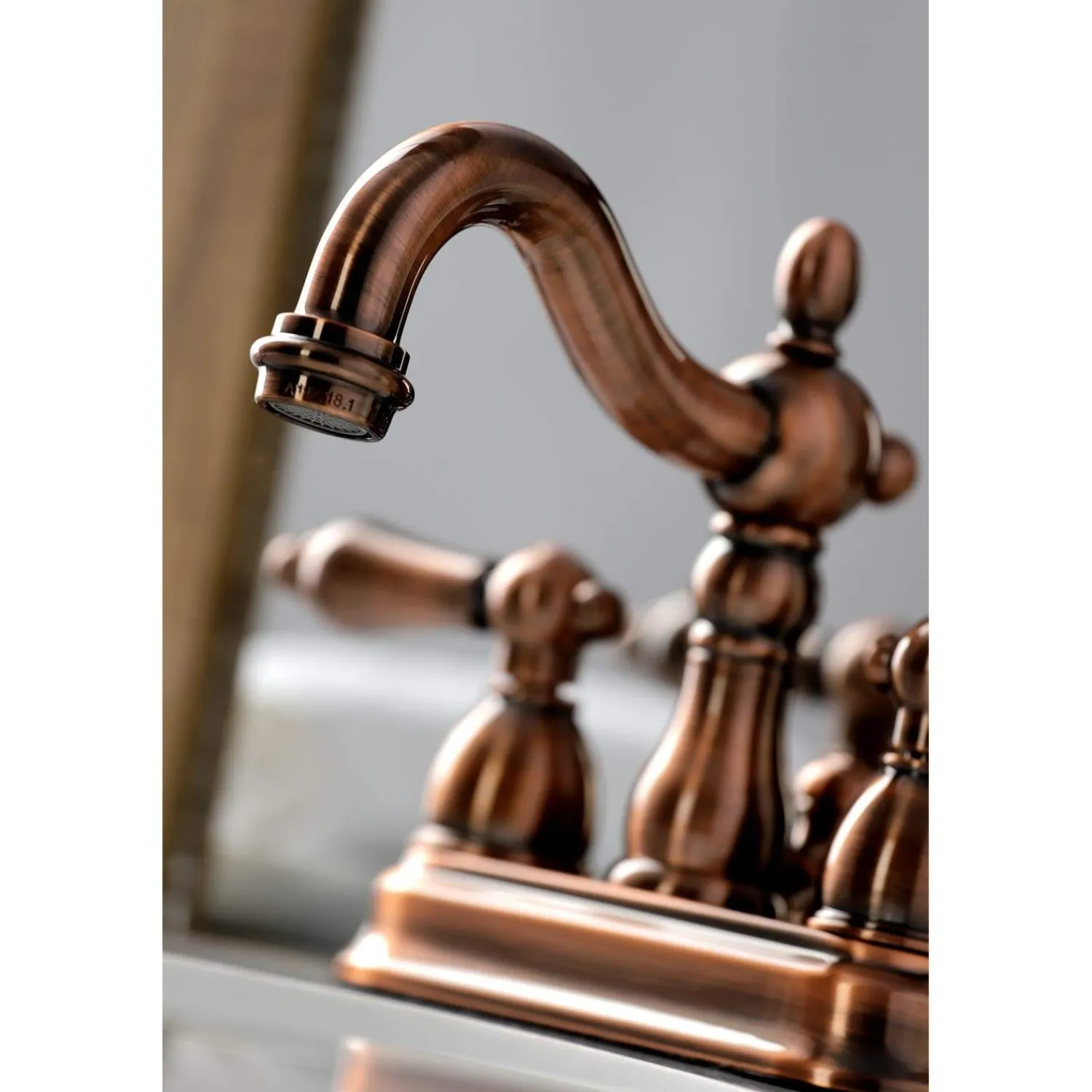 Best KB160ALAC Heritage 4 in. Centerset Bathroom Faucet, Antique Copper 4" Center Set