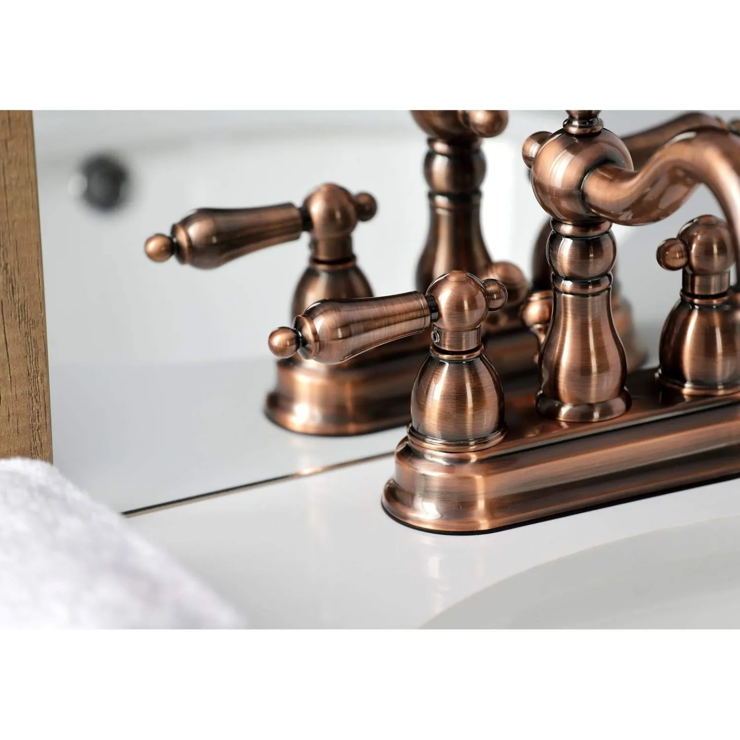 Best KB160ALAC Heritage 4 in. Centerset Bathroom Faucet, Antique Copper 4" Center Set