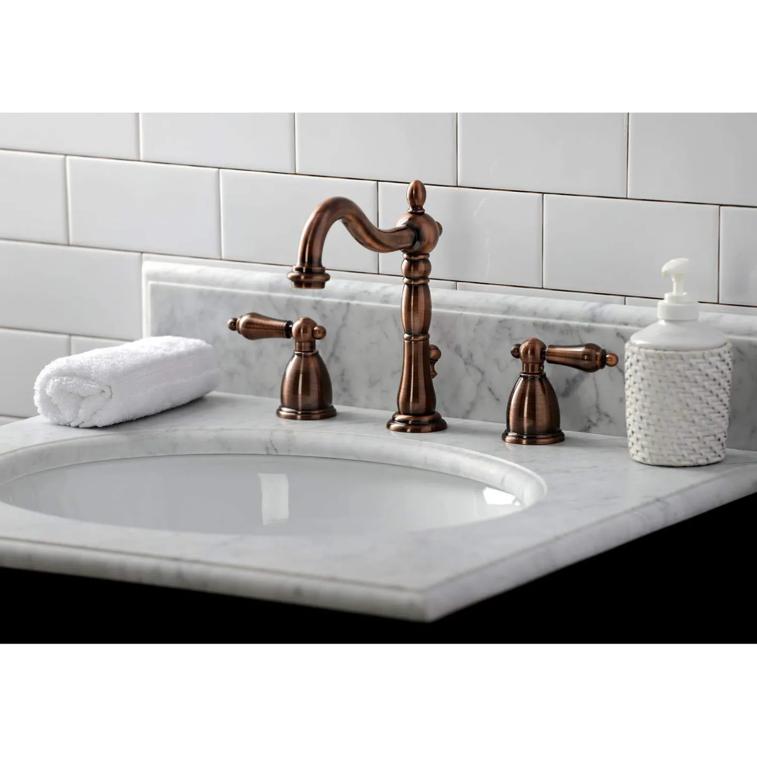 KB197ALAC 8 in. Widespread Bathroom Faucet, Antique Copper 8" Widespread