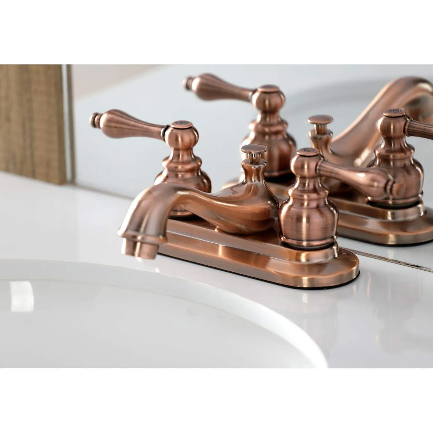KB606AL Restoration 4 in. Centerset Bathroom Faucet, Antique Copper 4" Center Set