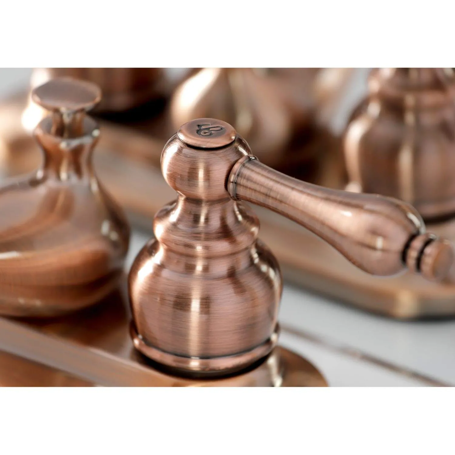 KB606AL Restoration 4 in. Centerset Bathroom Faucet, Antique Copper 4" Center Set
