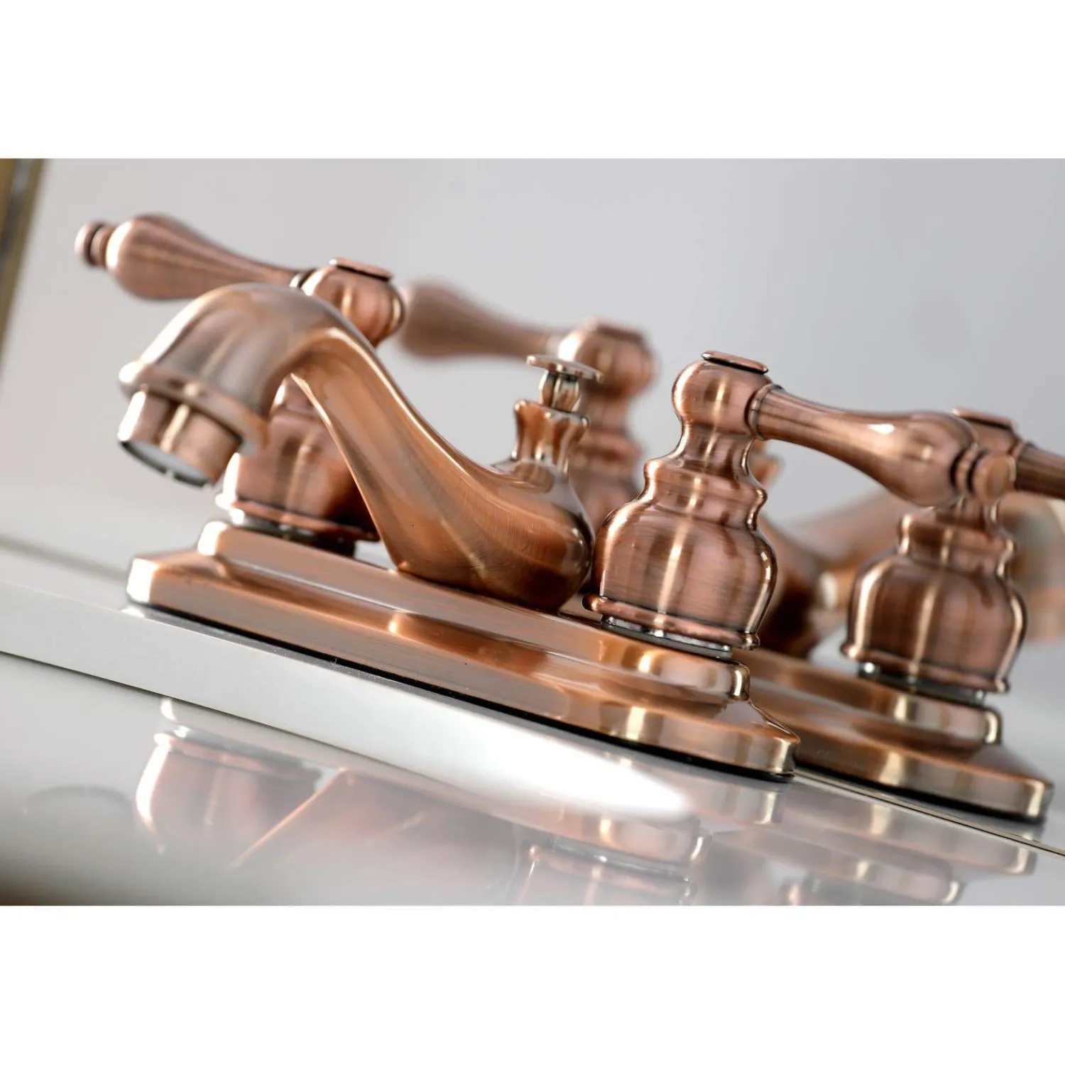 KB606AL Restoration 4 in. Centerset Bathroom Faucet, Antique Copper 4" Center Set