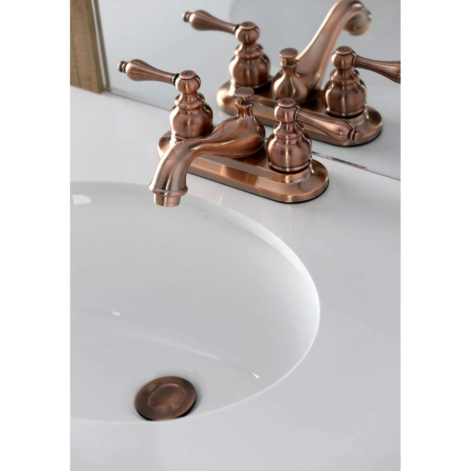 KB606AL Restoration 4 in. Centerset Bathroom Faucet, Antique Copper 4" Center Set