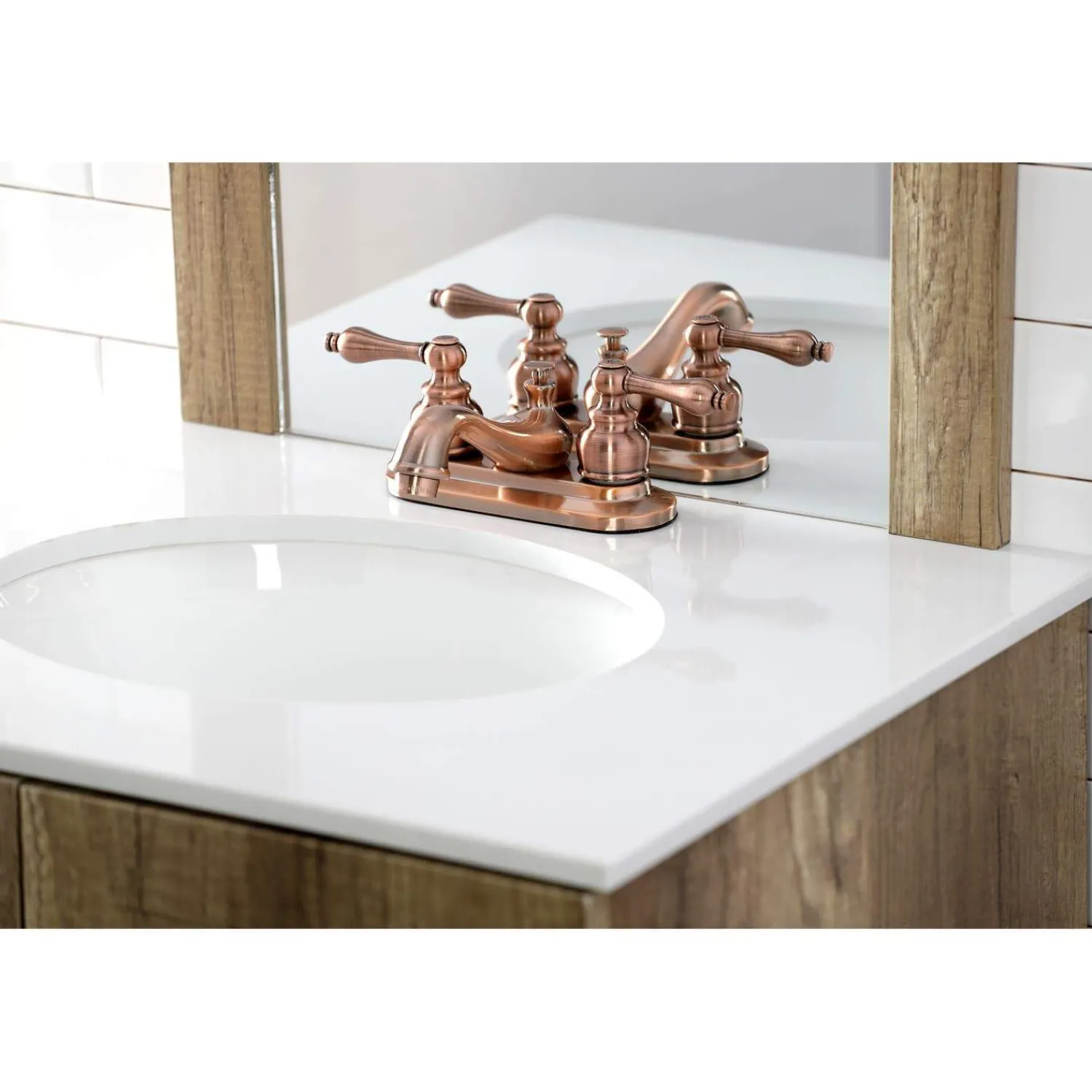 KB606AL Restoration 4 in. Centerset Bathroom Faucet, Antique Copper 4" Center Set