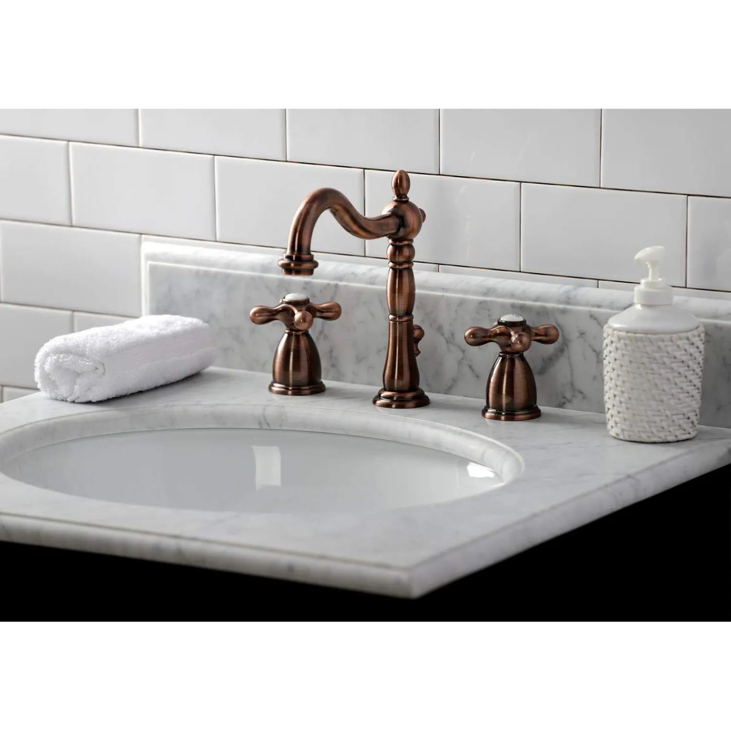 KB197AXAC 8 in. Widespread Bathroom Faucet, Antique Copper 8" Widespread