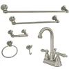 Outlet KBK3618AL 4 in. Bathroom Faucet with 5-Piece Bathroom Hardware Combo, Brushed Nickel 4" Center Set