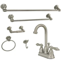 Outlet KBK3618AL 4 in. Bathroom Faucet with 5-Piece Bathroom Hardware Combo, Brushed Nickel 4" Center Set