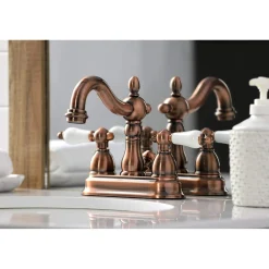Outlet KB160PLAC Heritage 4 in. Centerset Bathroom Faucet, Antique Copper 4" Center Set