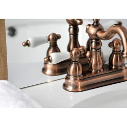 Outlet KB160PLAC Heritage 4 in. Centerset Bathroom Faucet, Antique Copper 4