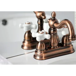 KB160PXAC Heritage 4 in. Centerset Bathroom Faucet, Antique Copper 4" Center Set
