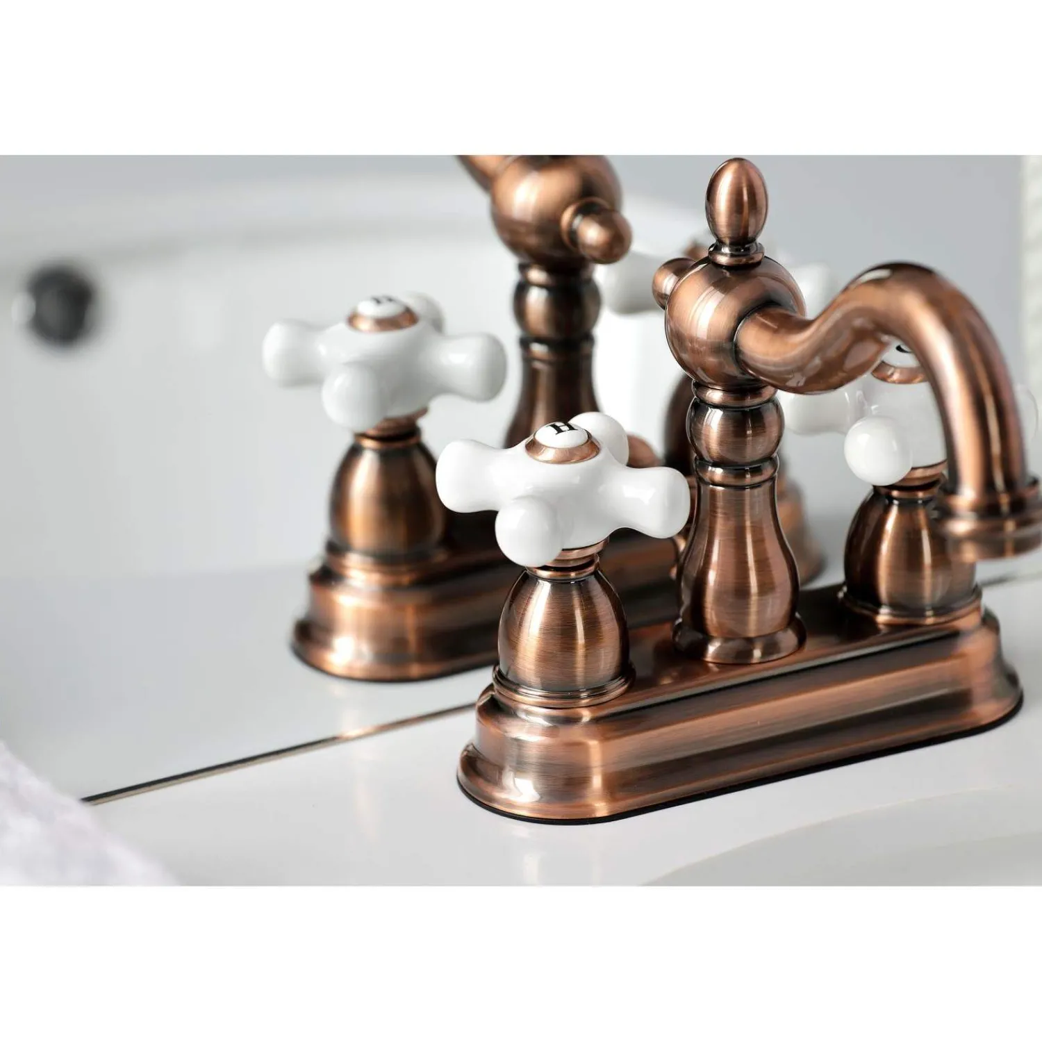KB160PXAC Heritage 4 in. Centerset Bathroom Faucet, Antique Copper 4" Center Set