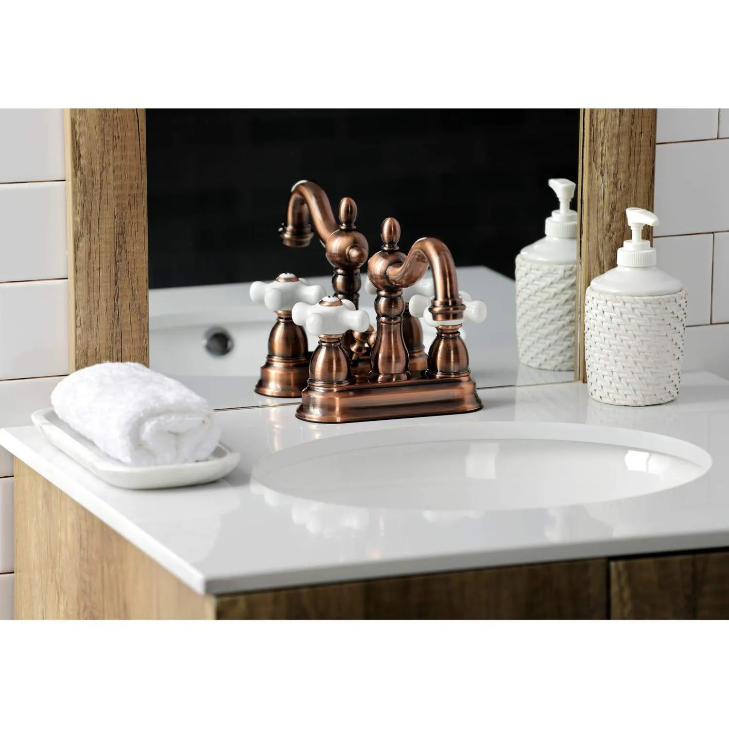 KB160PXAC Heritage 4 in. Centerset Bathroom Faucet, Antique Copper 4" Center Set