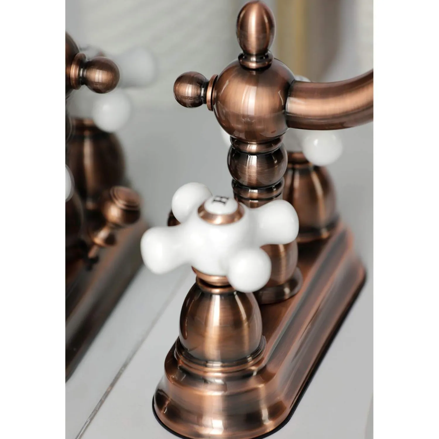 KB160PXAC Heritage 4 in. Centerset Bathroom Faucet, Antique Copper 4" Center Set