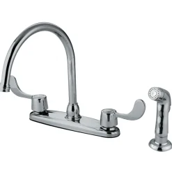 Hot KB782SP 8-Inch Centerset Kitchen Faucet in Polished Chrome Faucets With Side Spray