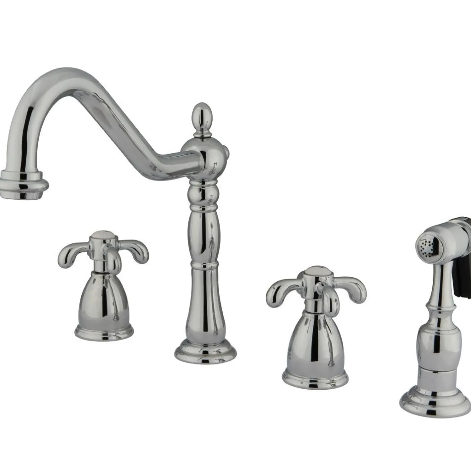 Hot KB1791TXBS French Country Widespread Kitchen Faucet in Polished Chrome Widespread Kitchen Faucets