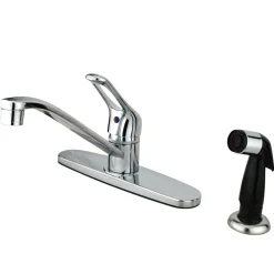 Hot KB562 Wyndham Single Handle Kitchen Faucet with Black Sprayer Faucets With Side Spray