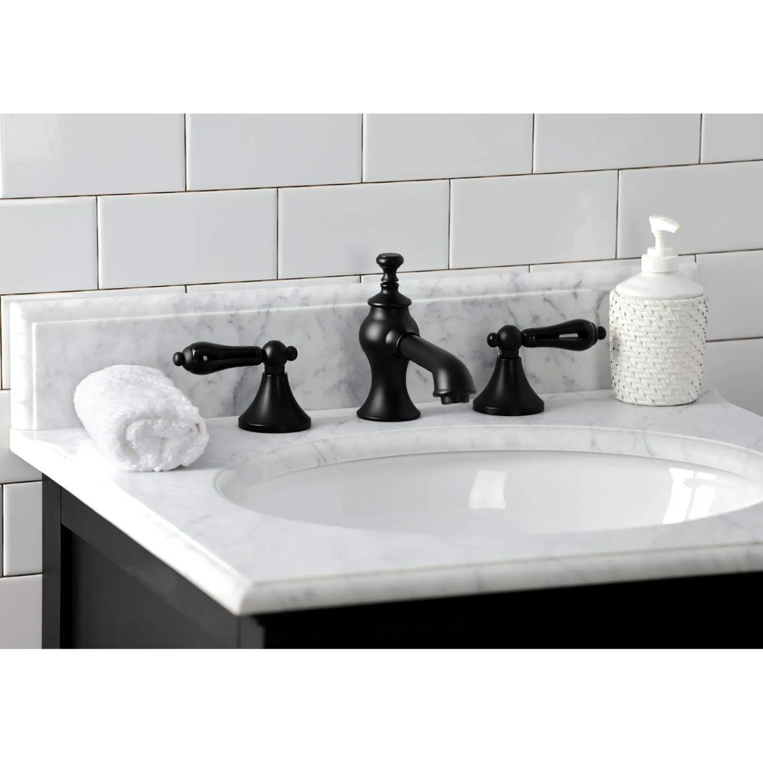 Outlet KC706XPKL-P Duchess Widespread Bathroom Faucet with Brass Pop-Up 8" Widespread