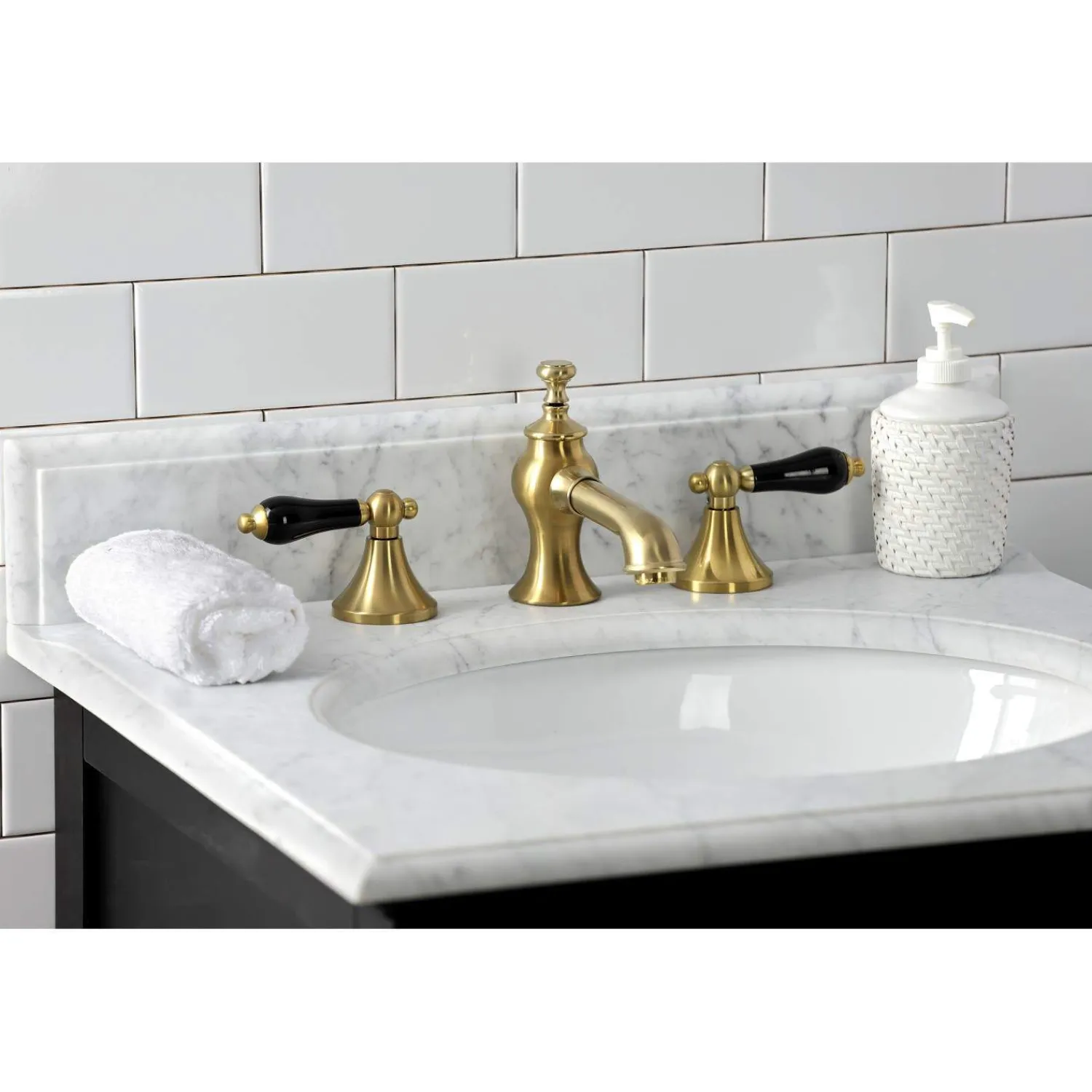 Outlet KC706XPKL-P Duchess Widespread Bathroom Faucet with Brass Pop-Up 8" Widespread