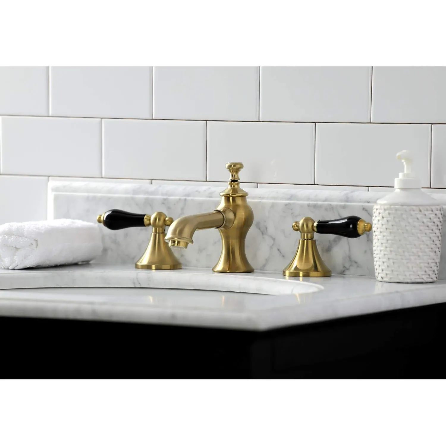 Outlet KC706XPKL-P Duchess Widespread Bathroom Faucet with Brass Pop-Up 8" Widespread