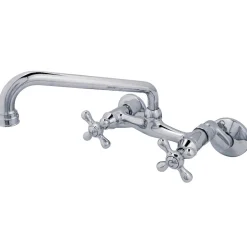 Online Kingston 6-Inch Adjustable Center Wall Mount Kitchen Faucet in Polished Chrome Wall Mounted Kitchen Faucets