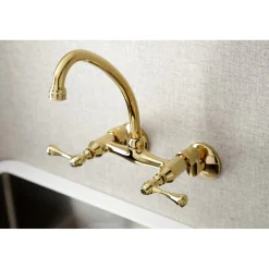 Hot Kingston Wall Mount 6-Inch Adjustable Center Kitchen Faucet Wall Mounted Kitchen Faucets