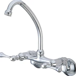 Hot Kingston Wall Mount 6-Inch Adjustable Center Kitchen Faucet Wall Mounted Kitchen Faucets