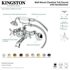 Sale Kingston Wall Mount Clawfoot Tub Faucet with Hand Shower Tub Faucets
