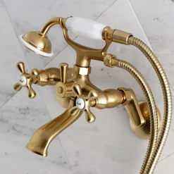 Sale Kingston Wall Mount Clawfoot Tub Faucet with Hand Shower Tub Faucets