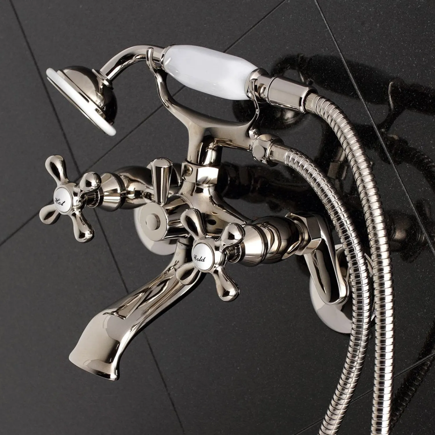 Sale Kingston Wall Mount Clawfoot Tub Faucet with Hand Shower Tub Faucets