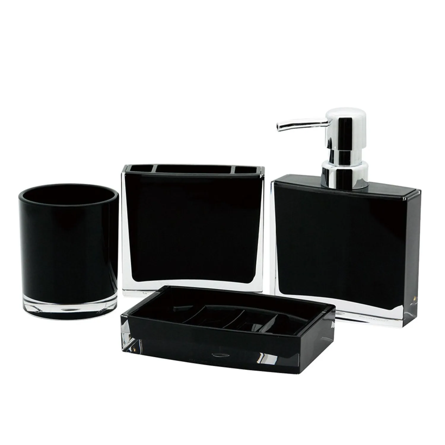 Outlet Krystal Bathware Canyon 4-Piece Bath Accessory Set Soap Dishes & Dispensers|Toothbrush Holders & Tumblers