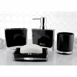 Outlet Krystal Bathware Canyon 4-Piece Bath Accessory Set Soap Dishes & Dispensers|Toothbrush Holders & Tumblers