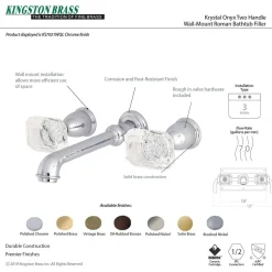 Outlet Krystal Onyx 8-Inch Center Wall Mount Roman Tub Filler Tub Faucets