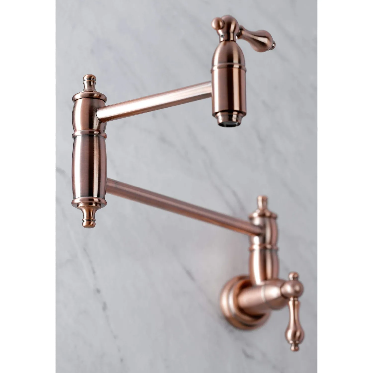 Sale KS310ALAC Restoration Wall Mount Pot Filler Kitchen Faucet, Antique Copper Wall Mounted Kitchen Faucets