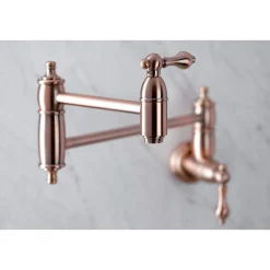Sale KS310ALAC Restoration Wall Mount Pot Filler Kitchen Faucet, Antique Copper Wall Mounted Kitchen Faucets