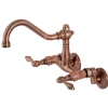 Sale KS322ALAC Vintage 6" Adjustable Center Wall Mount Kitchen Faucet, Antique Copper Wall Mounted Kitchen Faucets