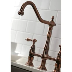 Online KS127ALBSAC Heritage Bridge Kitchen Faucet with Brass Sprayer, Antique Copper Bridge Faucets