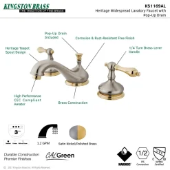 Outlet KS1169AL 8-Inch Widespread Bathroom Faucet in Brushed Nickel and Polished Brass 8" Widespread