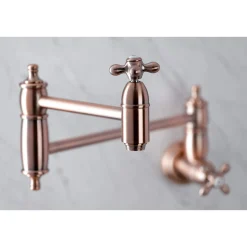 Online KS310AXAC Restoration Wall Mount Pot Filler Kitchen Faucet, Antique Copper Wall Mounted Kitchen Faucets