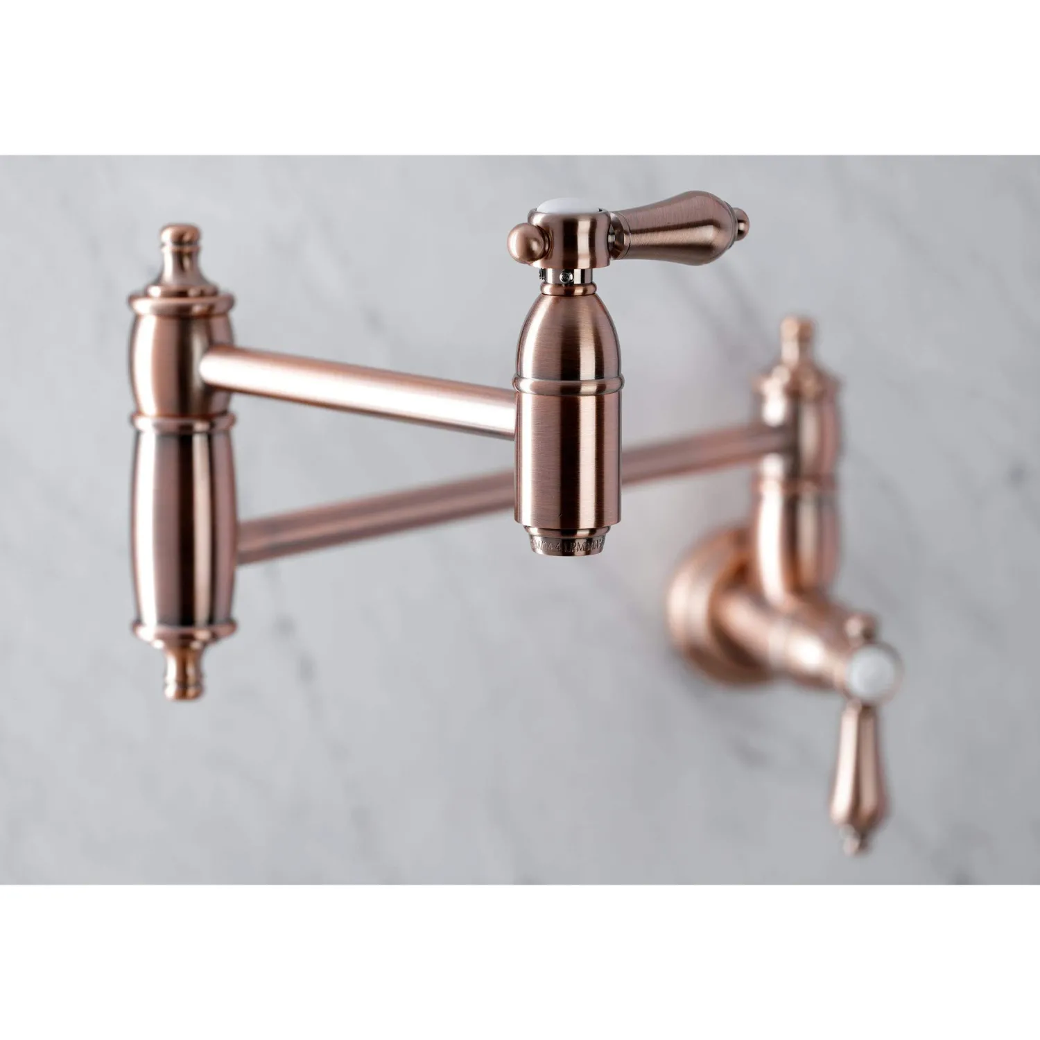 KS310BALAC Heirloom Wall Mount Pot Filler Kitchen Faucet, Antique Copper Wall Mounted Kitchen Faucets