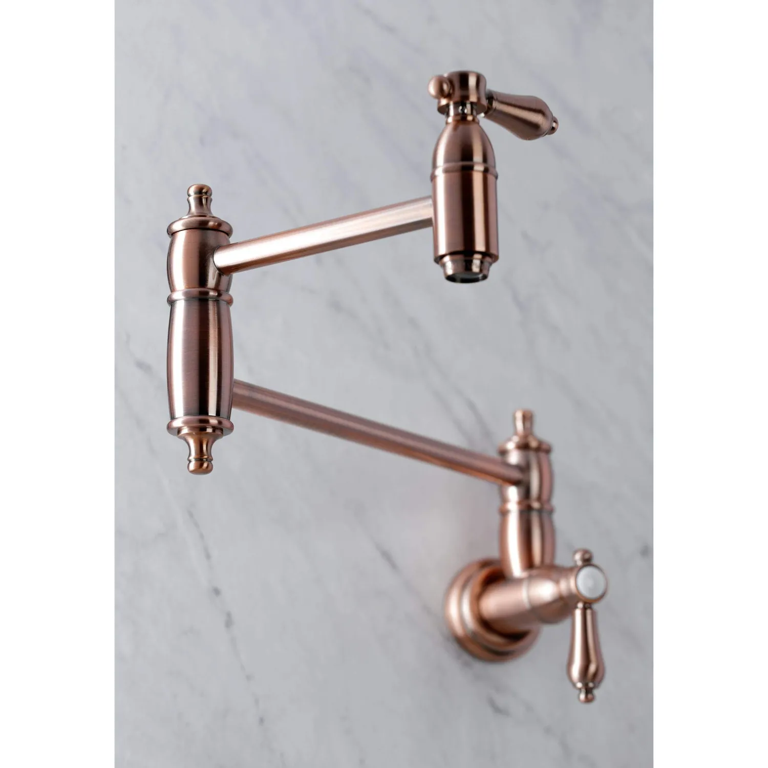 KS310BALAC Heirloom Wall Mount Pot Filler Kitchen Faucet, Antique Copper Wall Mounted Kitchen Faucets
