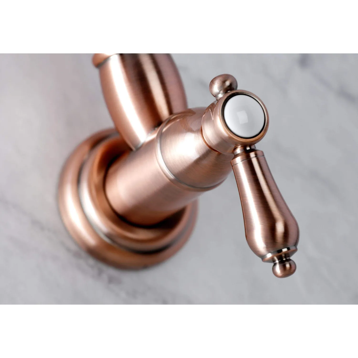 KS310BALAC Heirloom Wall Mount Pot Filler Kitchen Faucet, Antique Copper Wall Mounted Kitchen Faucets