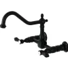 Sale KS1240BAL Heirloom Wall Mount Bridge Kitchen Faucet, Matte Black Wall Mounted Kitchen Faucets