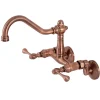 Clearance KS322BLAC Vintage 6" Adjustable Center Wall Mount Kitchen Faucet, Antique Copper Wall Mounted Kitchen Faucets