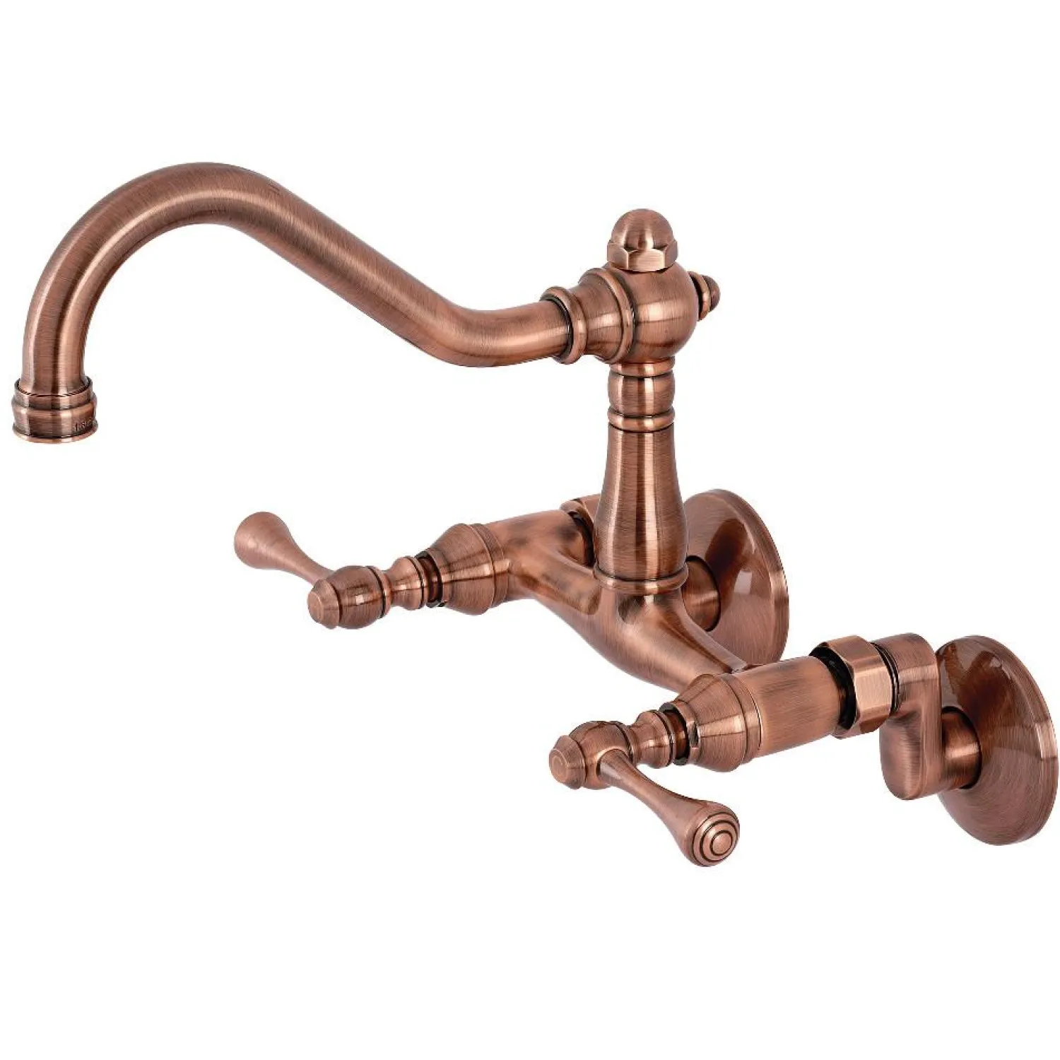 Clearance KS322BLAC Vintage 6" Adjustable Center Wall Mount Kitchen Faucet, Antique Copper Wall Mounted Kitchen Faucets