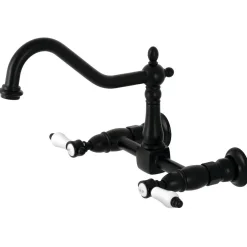 Sale KS1240BPL Bel-Air Wall Mount Bridge Kitchen Faucet, Matte Black Wall Mounted Kitchen Faucets