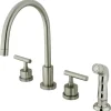 Outlet KS8728CML Manhattan Double Handle Widespread Kitchen Faucet with Non-Metallic Sprayer Widespread Kitchen Faucets