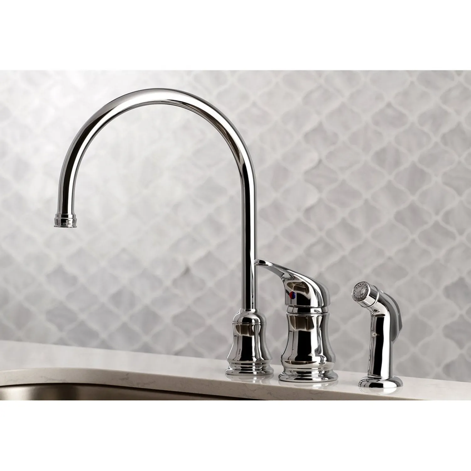 Hot KS821CSP Single-Handle Kitchen Faucet in Polished Chrome Widespread Kitchen Faucets|Faucets With Side Spray