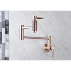 Discount KS810DLAC Concord Wall Mount Pot Filler Kitchen Faucet, Antique Copper Wall Mounted Kitchen Faucets