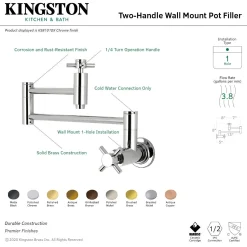Best KS810DXAC Concord Wall Mount Pot Filler Kitchen Faucet, Antique Copper Wall Mounted Kitchen Faucets