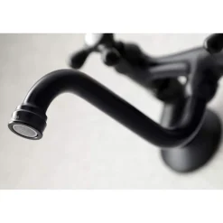 KS216MB Kingston Two Handle Wall Mount Bathroom Faucet, Matte Black Wall Mount
